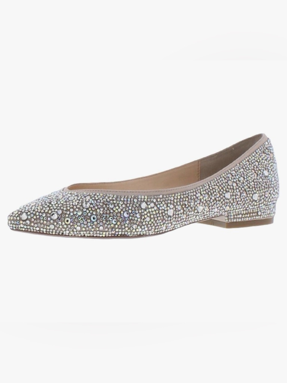 Betsey Johnson Jude Crystal-Embellished Blush Pointed Ballet Flats - Picture 12 of 13